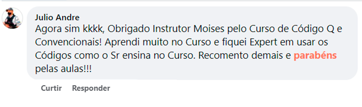 Comentário de aluno recomendando o curso