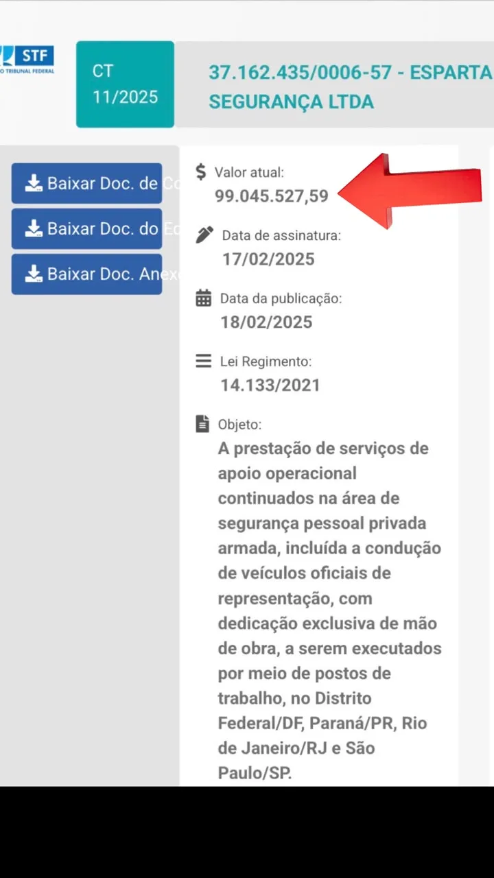 Contrato de segurança do STF: entenda os R$ 99 milhões