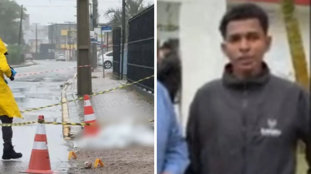 Vigilante em frente a uma creche municipal em Tijucas, onde impediu o avanço de um homem armado com faca